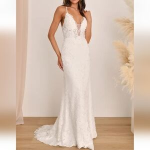 LULU'S PEARL LACE-UP BACKLESS MAXI DRESS